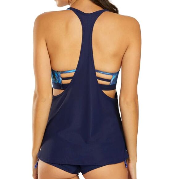 TYR Medium Support KAMALI HARPER 2n1 Tankini Swim Top Navy Royal Small 4/6  $50 - Picture 3 of 8